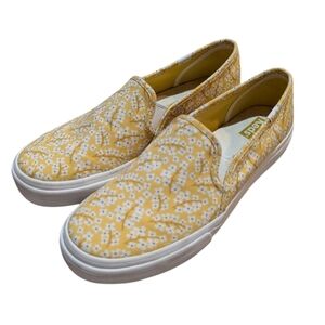 KEDS Double Decker Yellow Floral Slip-On Canvas Sneakers Women Shoes Size 8